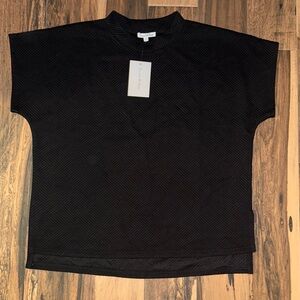 Black See and Be Seen Medium Textured Short Sleeve Top
